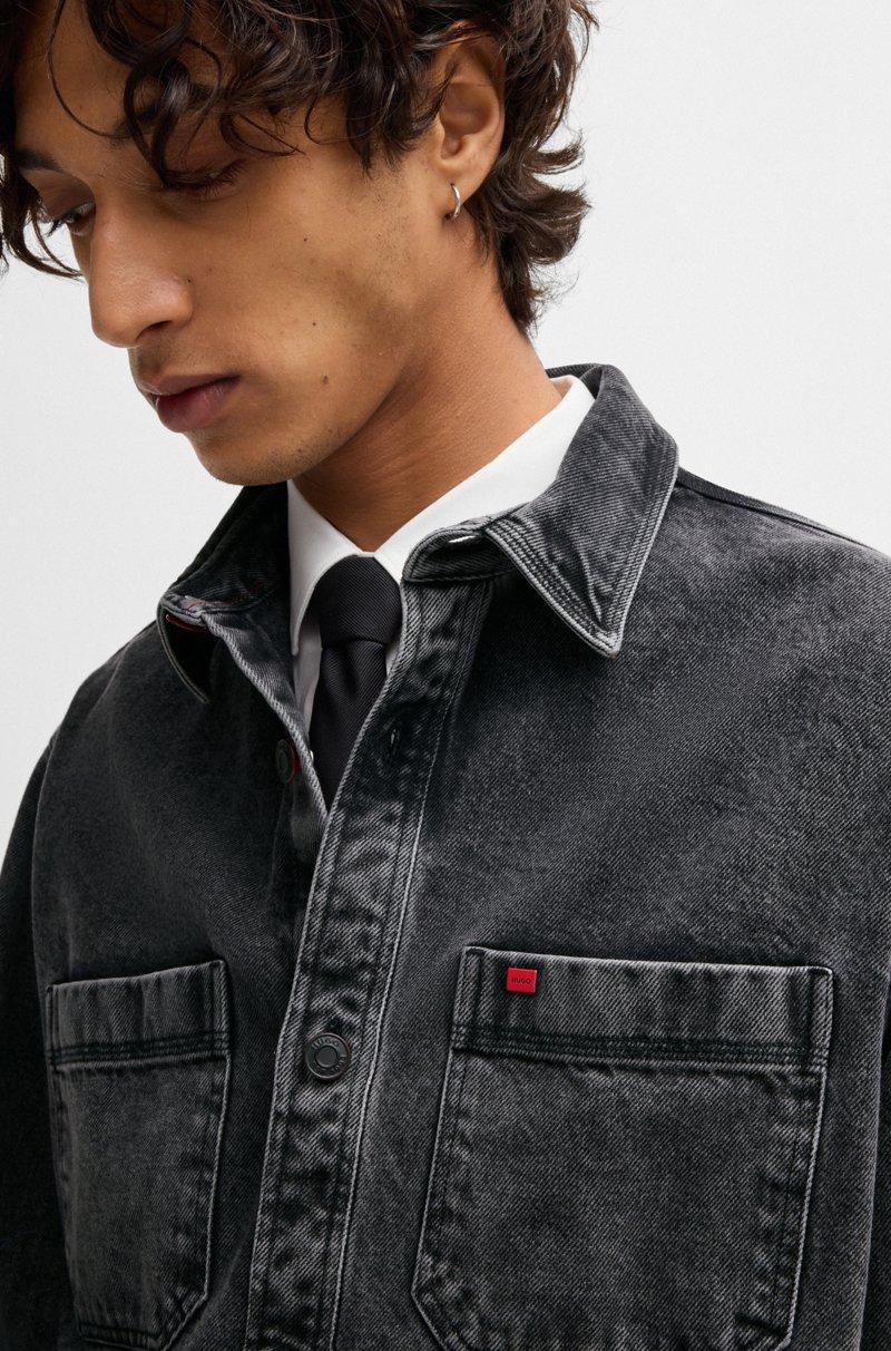 Hugo Boss Camisa Oversize Fit De Denim Con Bolsillos Cosidos