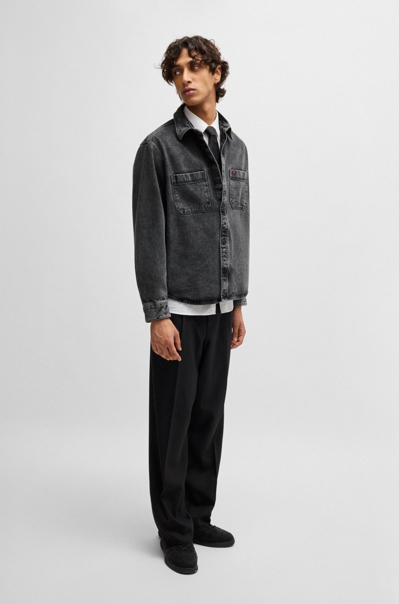 Hugo Boss Camisa Oversize Fit De Denim Con Bolsillos Cosidos