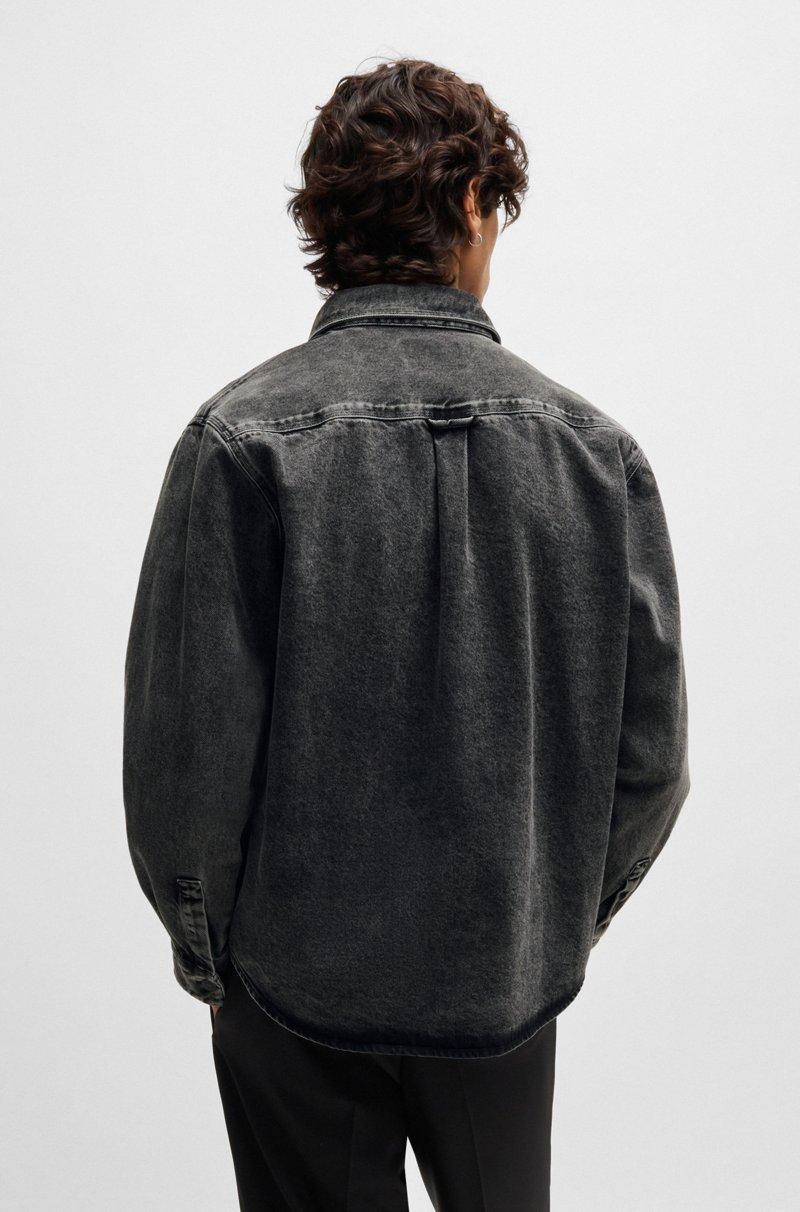 Hugo Boss Camisa Oversize Fit De Denim Con Bolsillos Cosidos