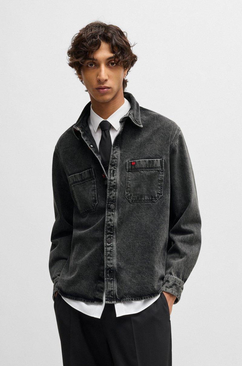 Hugo Boss Camisa oversize fit de denim con bolsillos cosidos