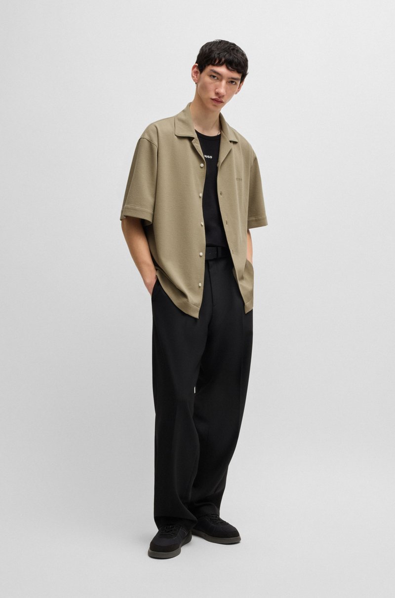 Hugo Boss Camisa Oversize Fit De Punto Estructurado