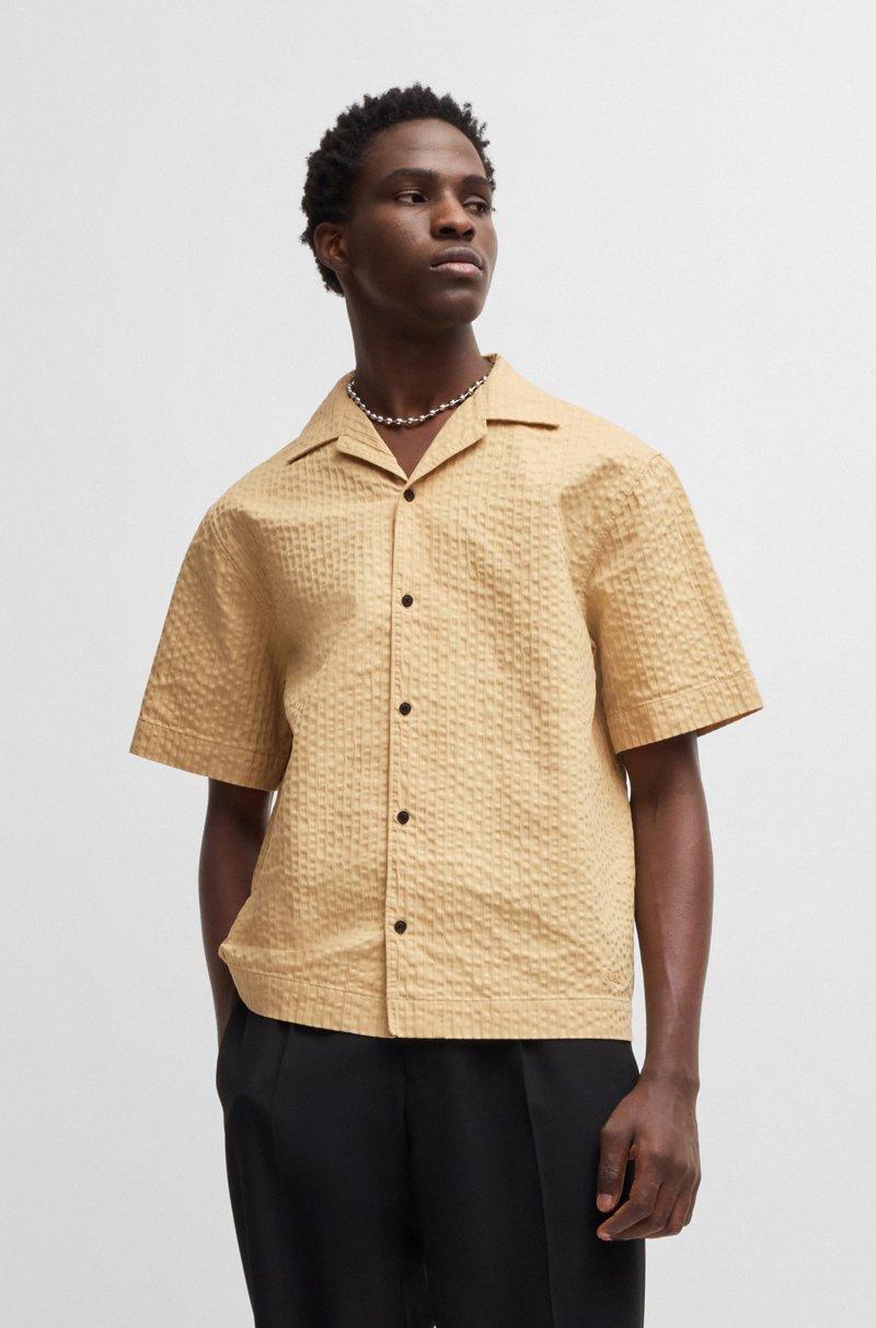 Hugo Boss Camisa oversize fit en sirsaca de algodón