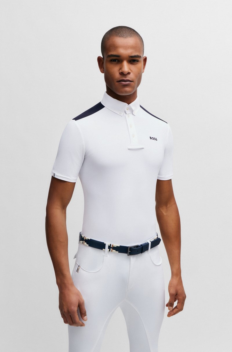 Hugo Boss Camisa Para Equitación De Media Manga Con Apliques En Los Hombros