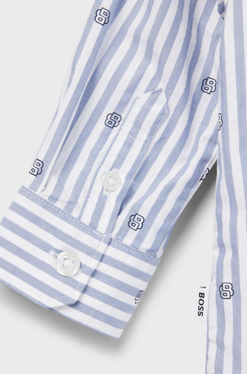 Hugo Boss Camisa Para Niños En Algodón A Rayas Con Monogramas Double B