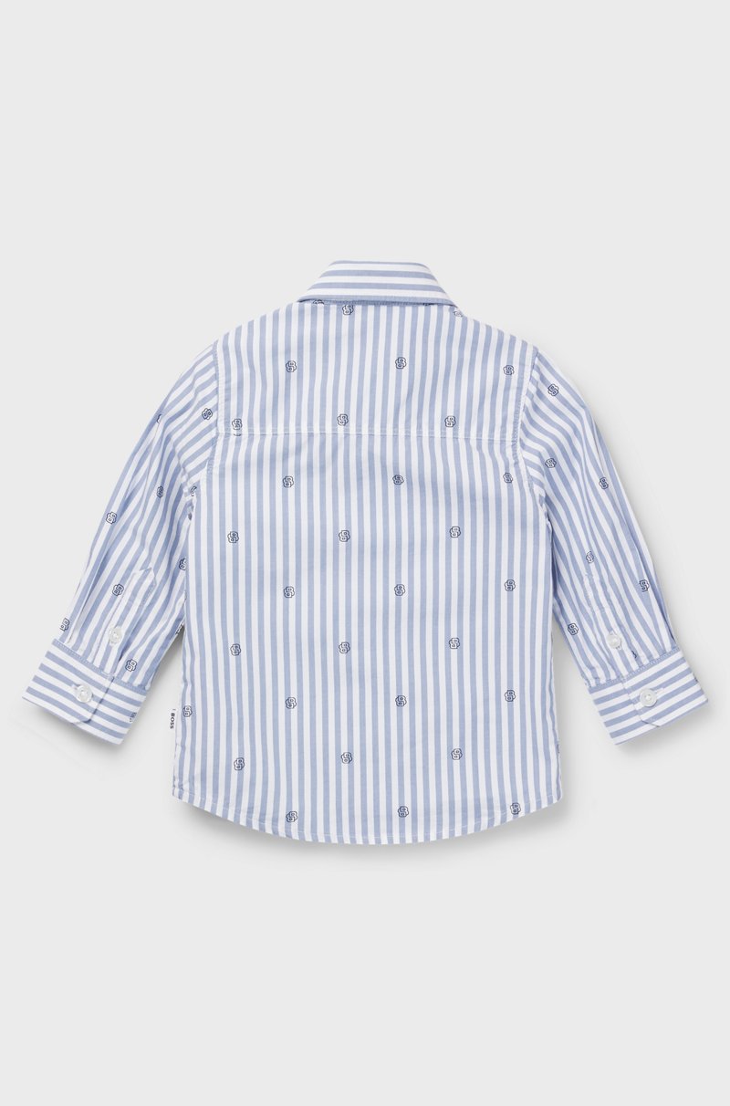 Hugo Boss Camisa Para Niños En Algodón A Rayas Con Monogramas Double B