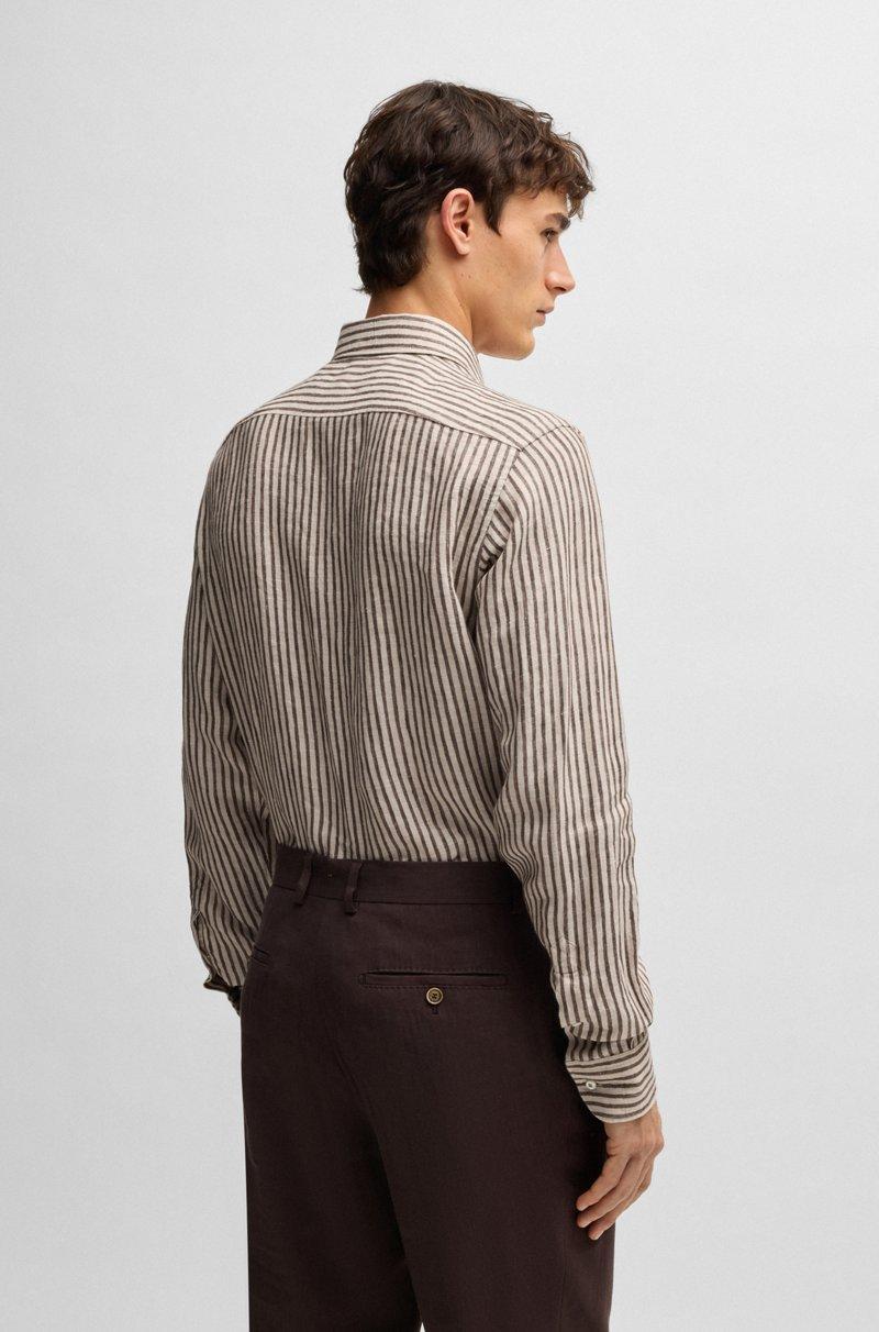 Hugo Boss Camisa Regular Fit A Rayas De Lino Hecho En Italia