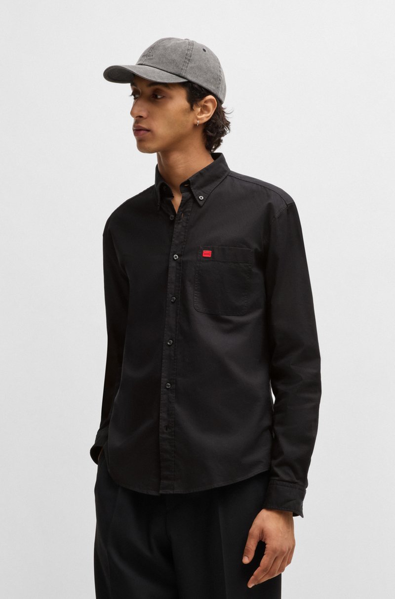 Hugo Boss Camisa regular fit abotonada en algodón Oxford lavado