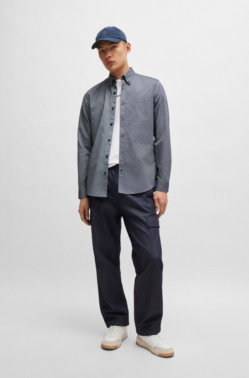 Hugo Boss Camisa Regular Fit De Algodón Con Botones En El Cuello