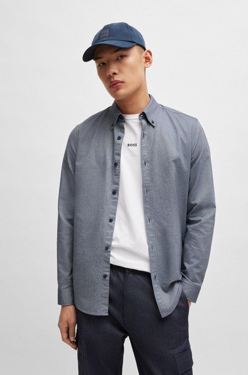 Hugo Boss Camisa regular fit de algodón con botones en el cuello