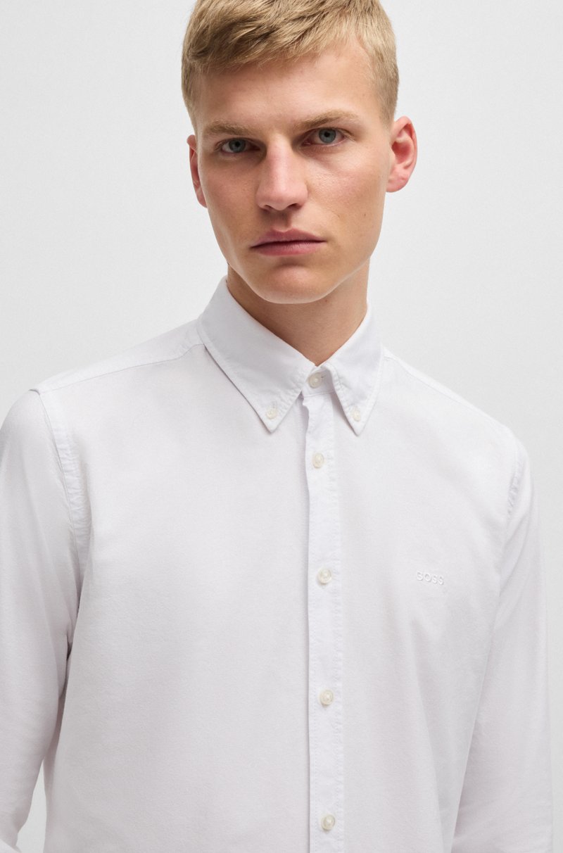 Hugo Boss Camisa Regular Fit De Algodón Con Botones En El Cuello