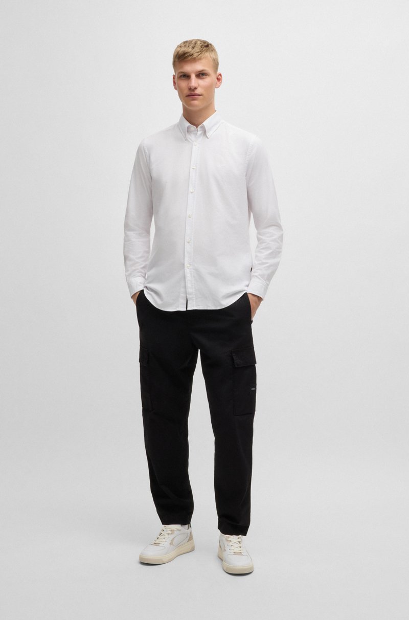 Hugo Boss Camisa Regular Fit De Algodón Con Botones En El Cuello