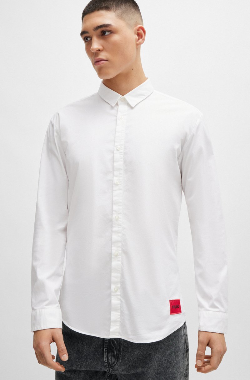 Hugo Boss Camisa regular fit de algodón elástico con cepillado suavísimo