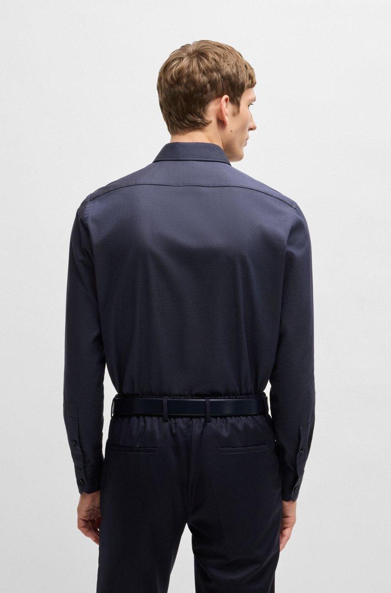 Hugo Boss Camisa Regular Fit De Algodón Elástico Con Microestampado