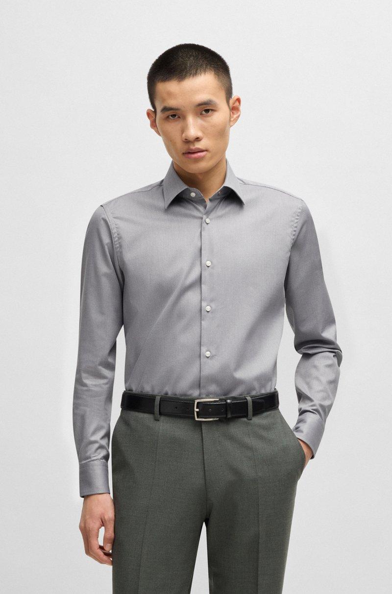 Hugo Boss Camisa regular fit de planchado fácil en algodón elástico estructurado