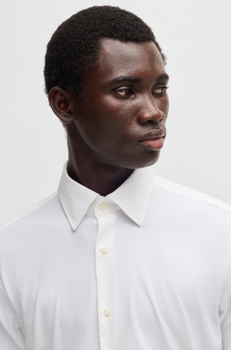 Hugo Boss Camisa Regular Fit De Sarga Elástica Técnica