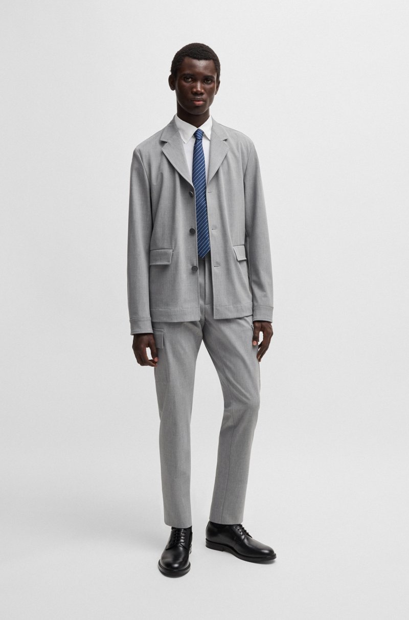 Hugo Boss Camisa Regular Fit De Sarga Elástica Técnica