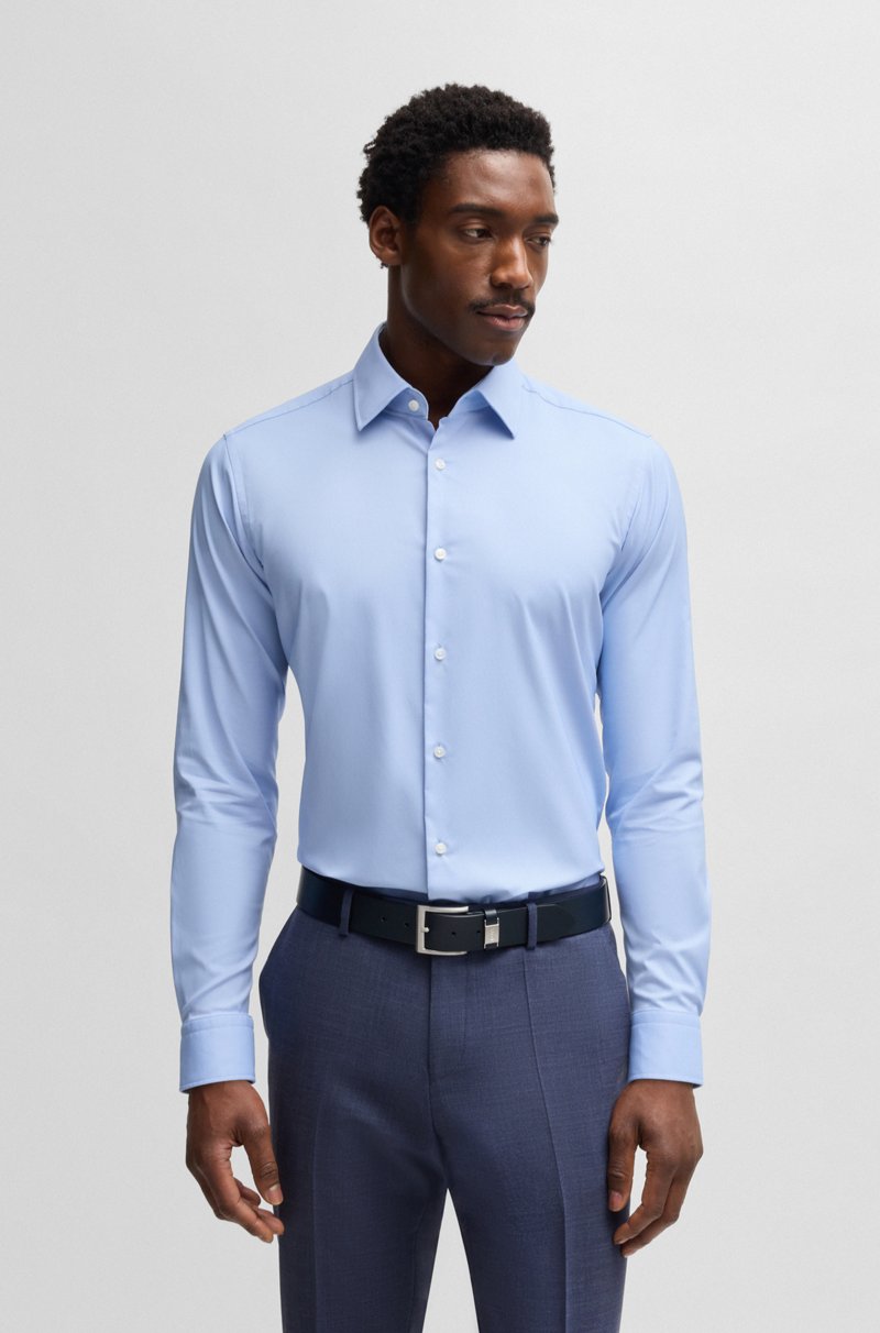 Hugo Boss Camisa Regular Fit De Sarga Elástica Técnica