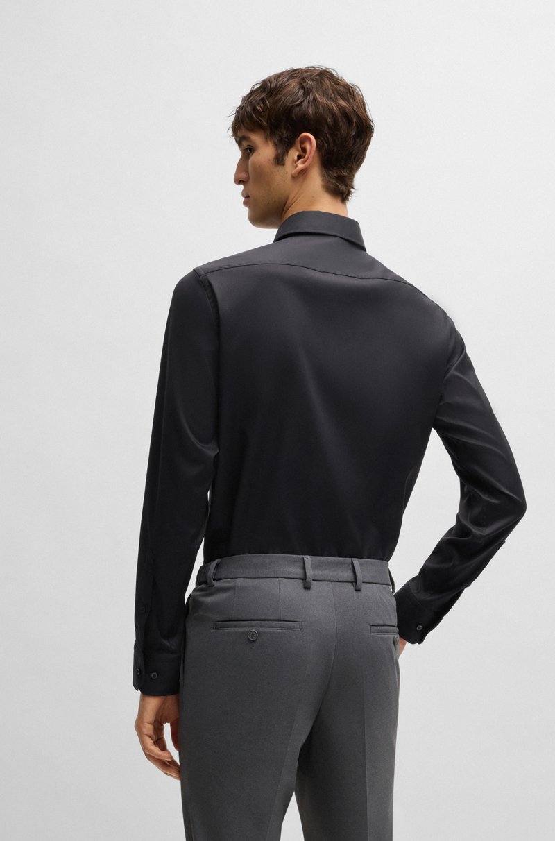 Hugo Boss Camisa Regular Fit De Sarga Elástica Técnica