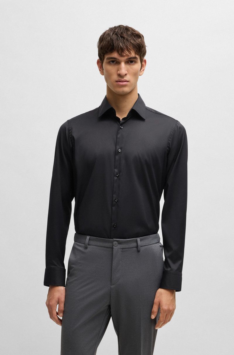 Hugo Boss Camisa regular fit de sarga elástica técnica