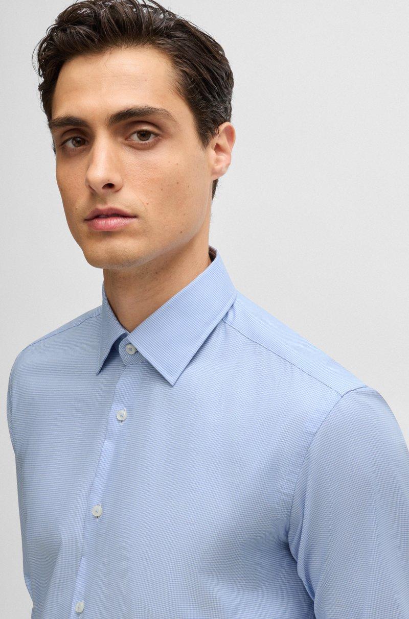 Hugo Boss Camisa Regular Fit En Algodón Elástico De Planchado Fácil Con Motivo Pepita