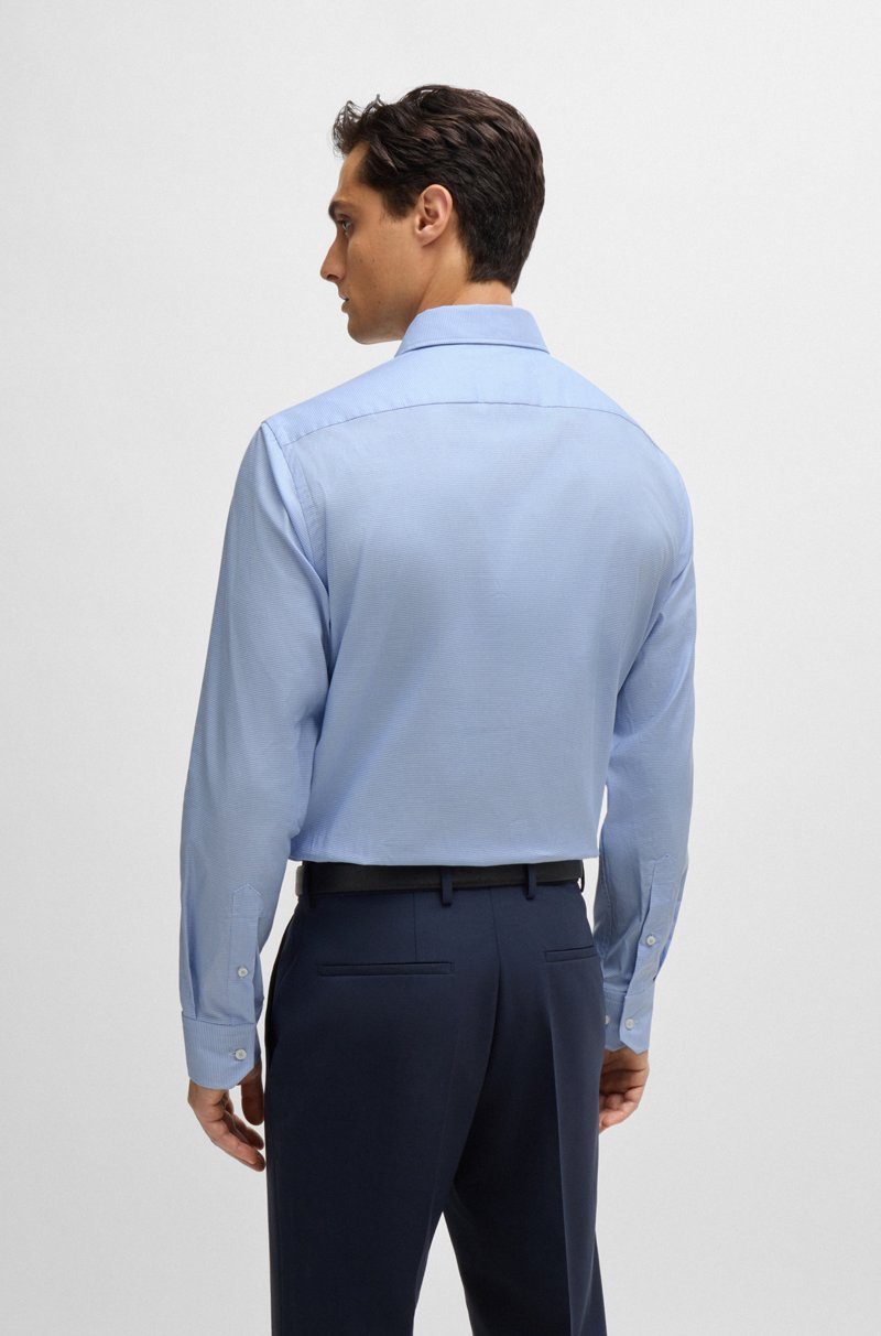 Hugo Boss Camisa Regular Fit En Algodón Elástico De Planchado Fácil Con Motivo Pepita