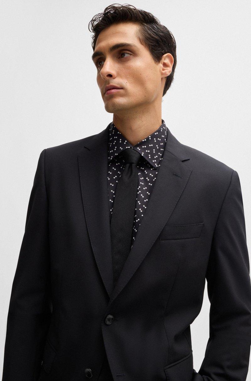 Hugo Boss Camisa Regular Fit En Algodón Elástico Estampado