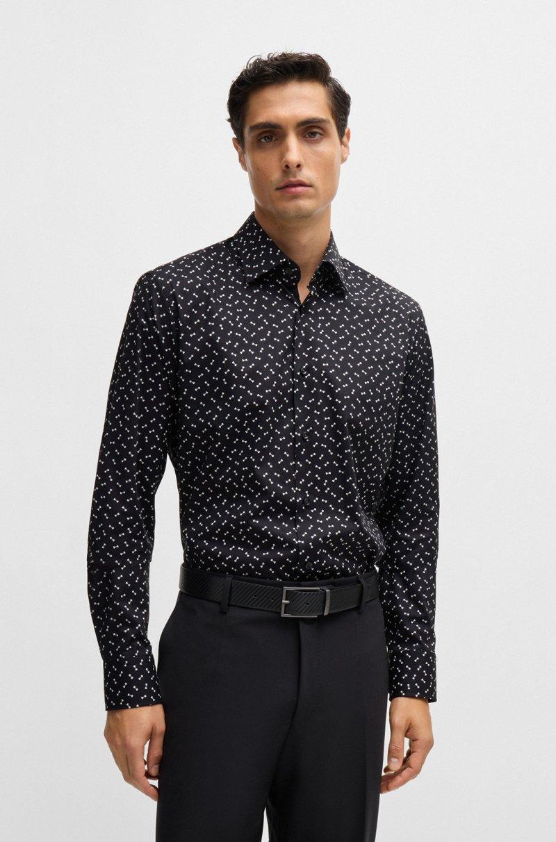 Hugo Boss Camisa regular fit en algodón elástico estampado