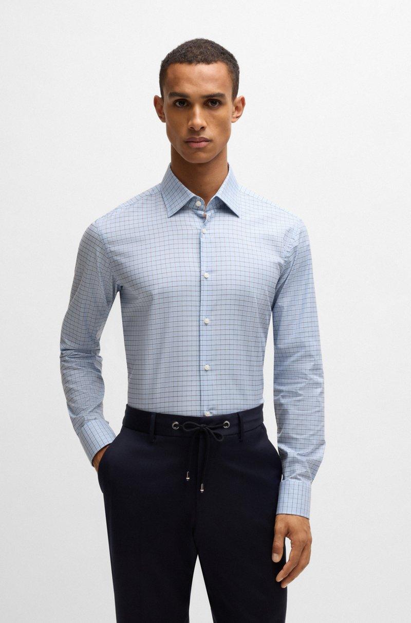 Hugo Boss Camisa regular fit en algodón Oxford elástico a cuadros