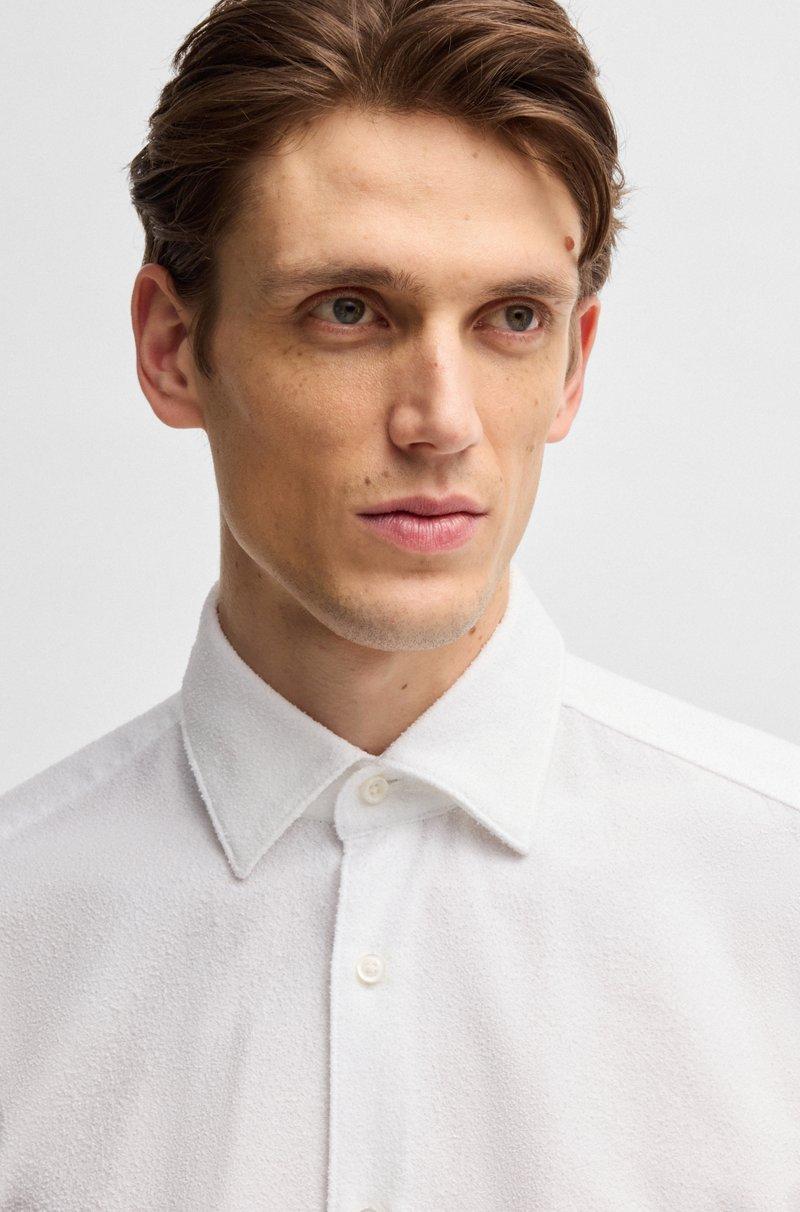 Hugo Boss Camisa Regular Fit En Bouclé De Algodón Fabricado En Italia