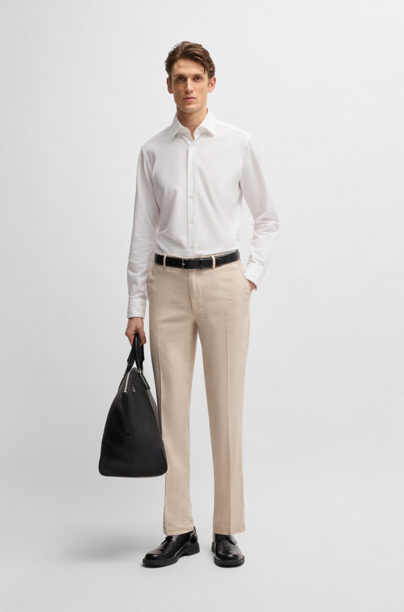 Hugo Boss Camisa Regular Fit En Bouclé De Algodón Fabricado En Italia