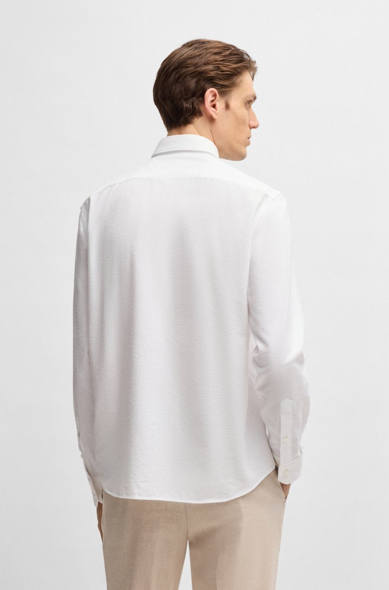 Hugo Boss Camisa Regular Fit En Bouclé De Algodón Fabricado En Italia