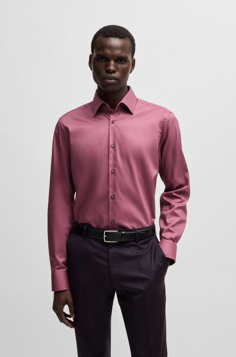 Hugo Boss Camisa regular fit en popelín de algodón de planchado fácil