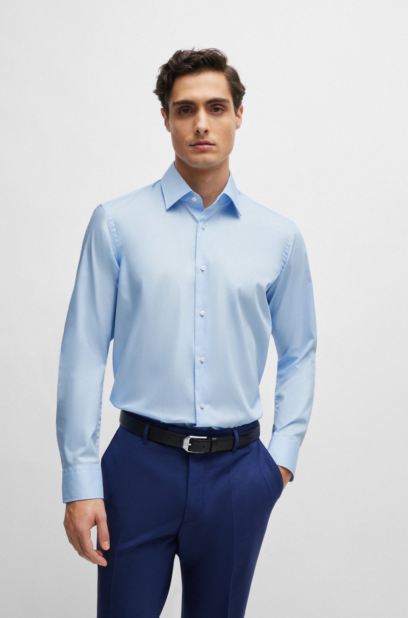 Hugo Boss Camisa regular fit en popelín de algodón de planchado fácil
