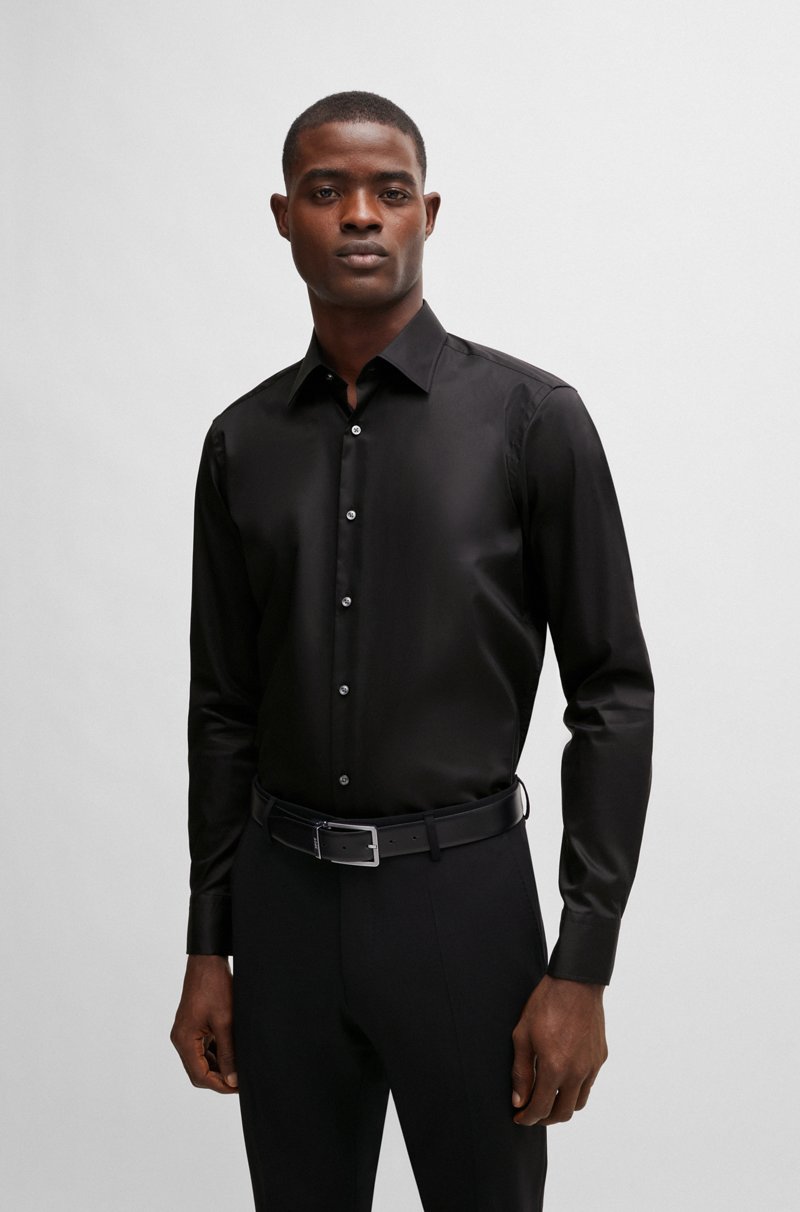 Hugo Boss Camisa regular fit en popelín de algodón de planchado fácil