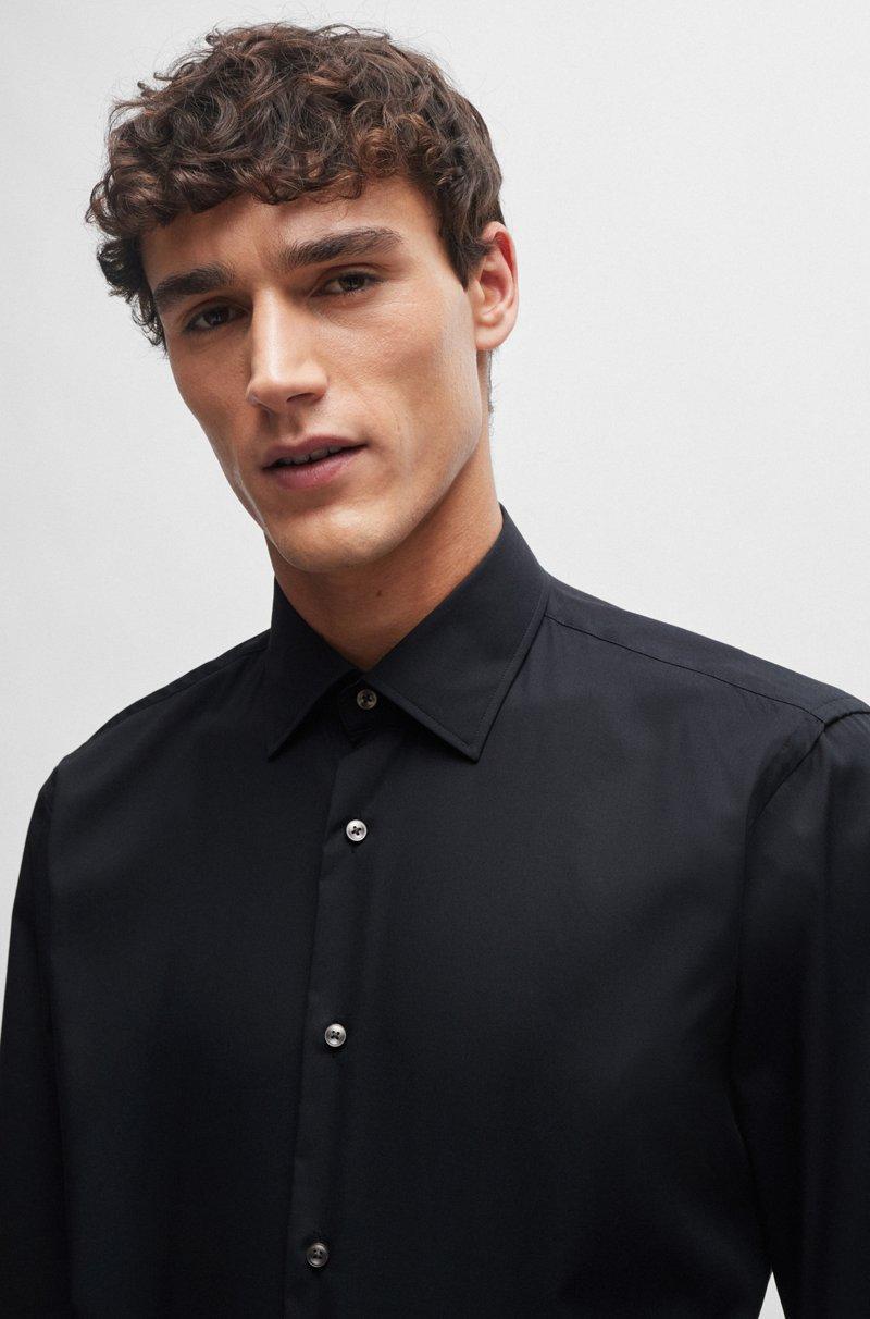 Hugo Boss Camisa Regular Fit En Popelín De Algodón Elástico De Planchado Fácil