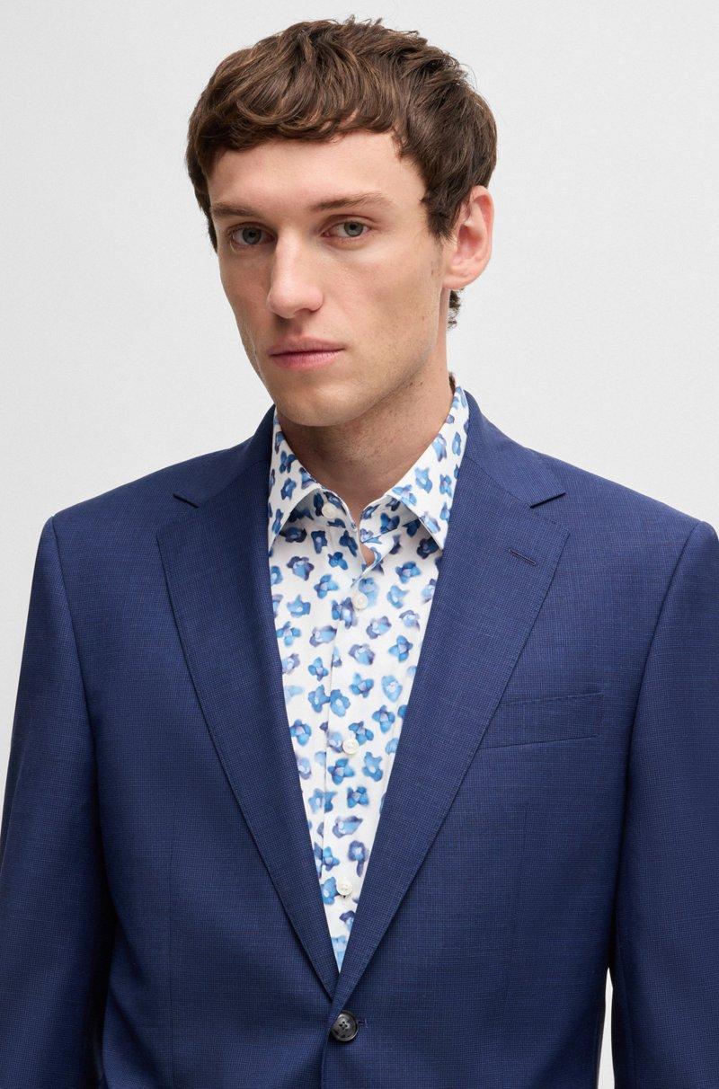 Hugo Boss Camisa Regular Fit En Popelín De Algodón Elástico Con Estampado Floral