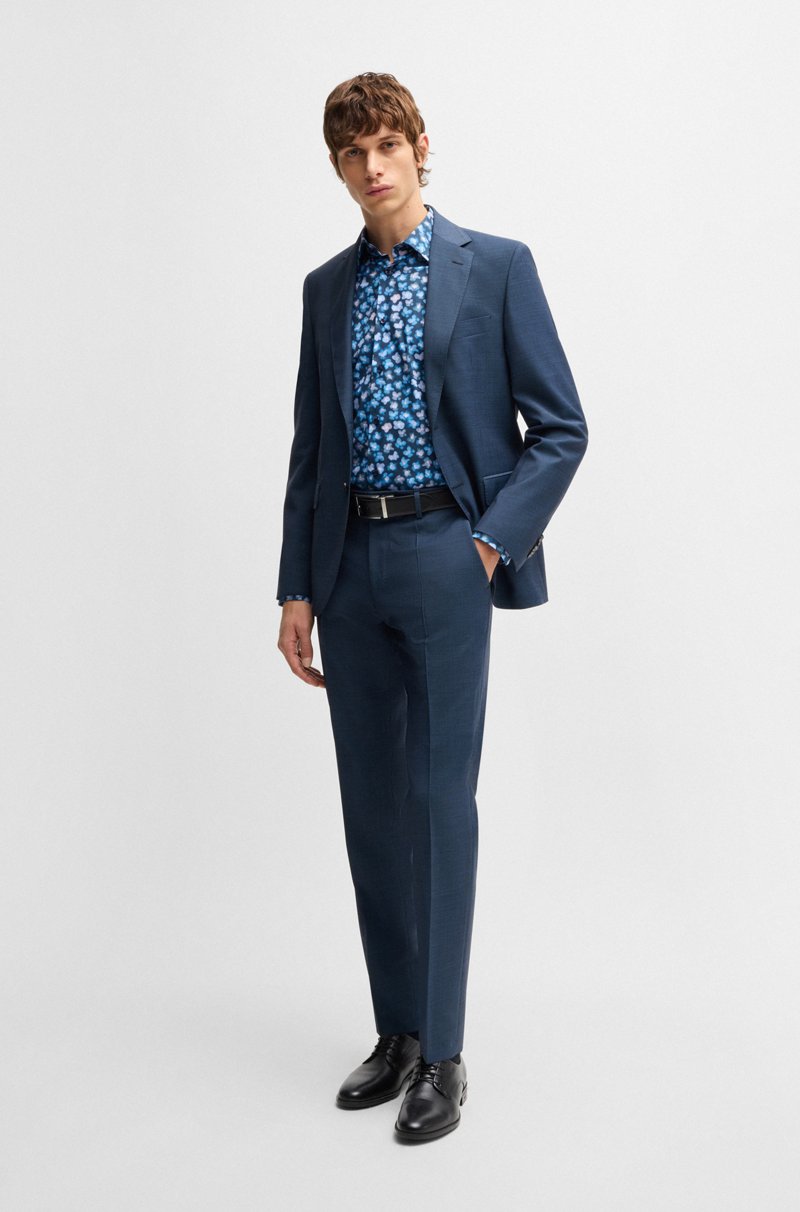 Hugo Boss Camisa Regular Fit En Popelín De Algodón Elástico Con Estampado Floral