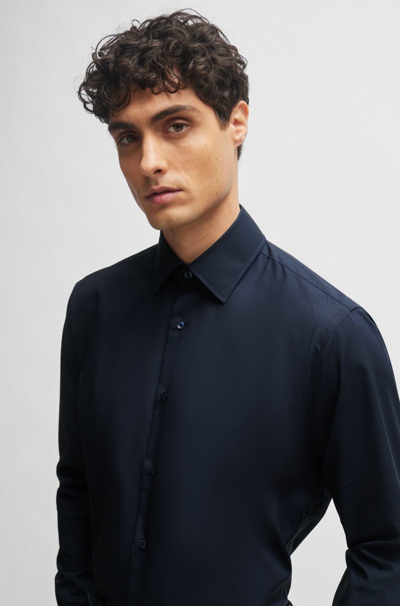 Hugo Boss Camisa Regular Fit En Popelín De Algodón Elástico De Planchado Fácil