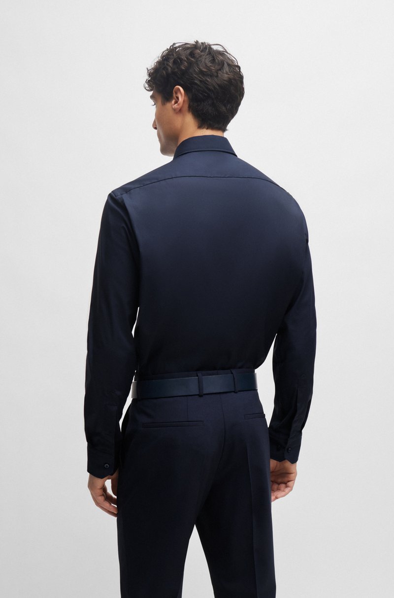 Hugo Boss Camisa Regular Fit En Popelín De Algodón Elástico De Planchado Fácil