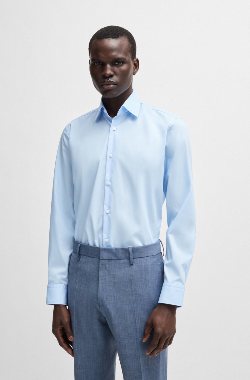 Hugo Boss Camisa regular fit en popelín de algodón elástico de planchado fácil