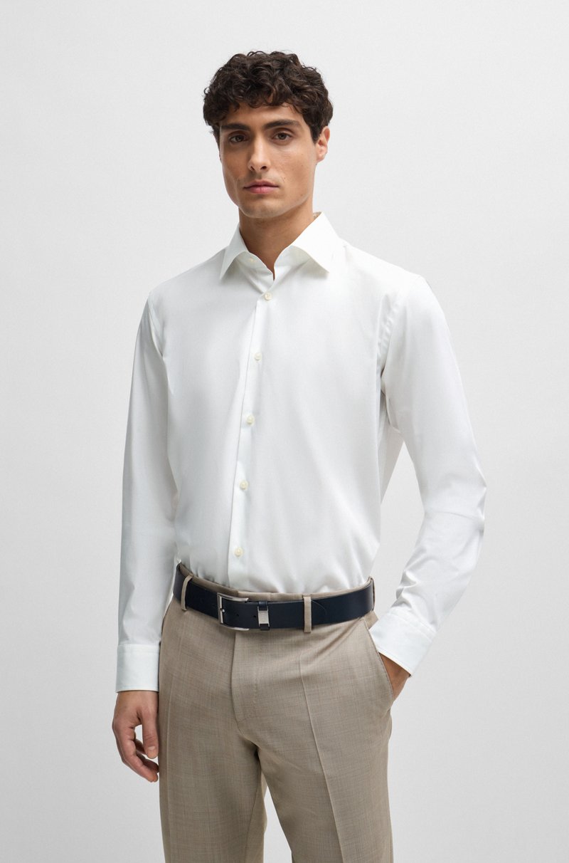Hugo Boss Camisa regular fit en popelín de algodón elástico de planchado fácil