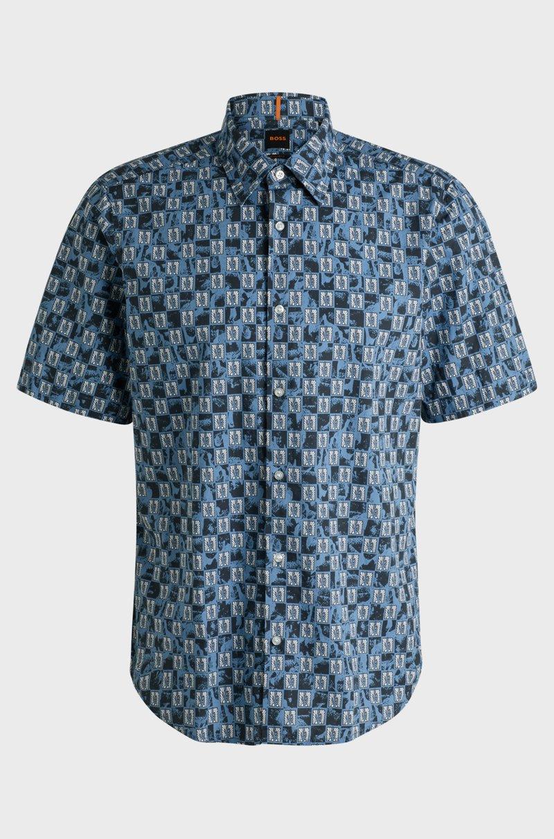 Hugo Boss Camisa Regular Fit En Popelín De Algodón Estampado