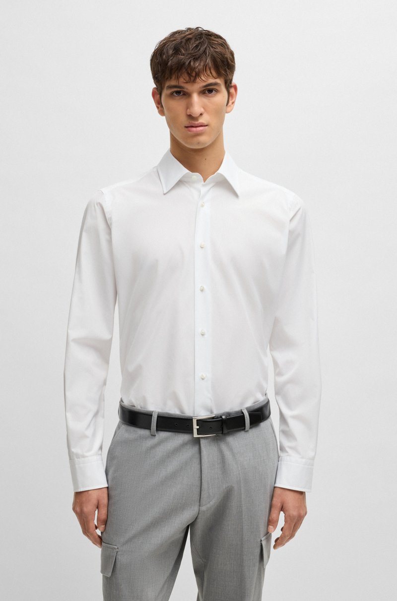 Hugo Boss Camisa regular fit en popelín de algodón italiano