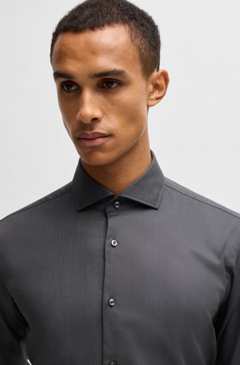 Hugo Boss Camisa Regular Fit En Sarga De Algodón Elástico De Planchado Fácil