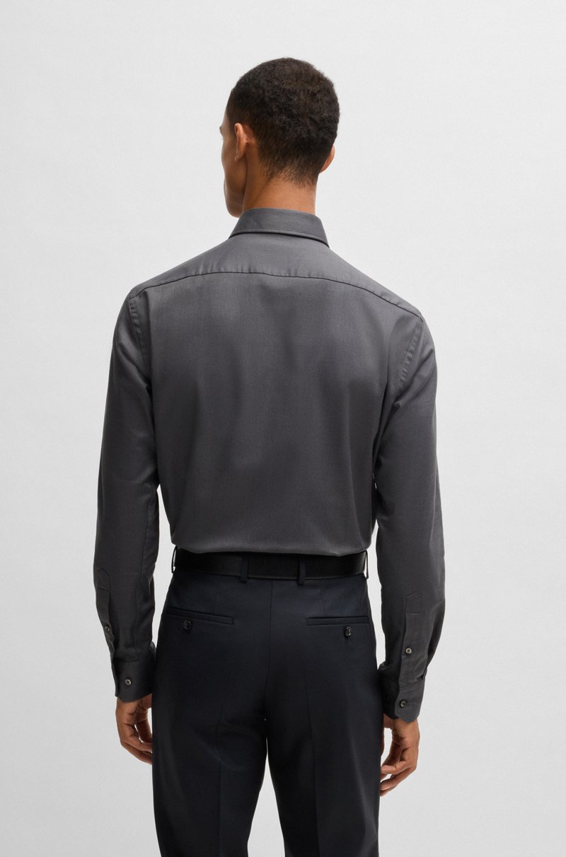 Hugo Boss Camisa Regular Fit En Sarga De Algodón Elástico De Planchado Fácil