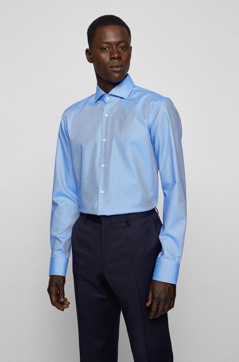 Hugo Boss Camisa regular fit en sarga de algodón elástico de planchado fácil