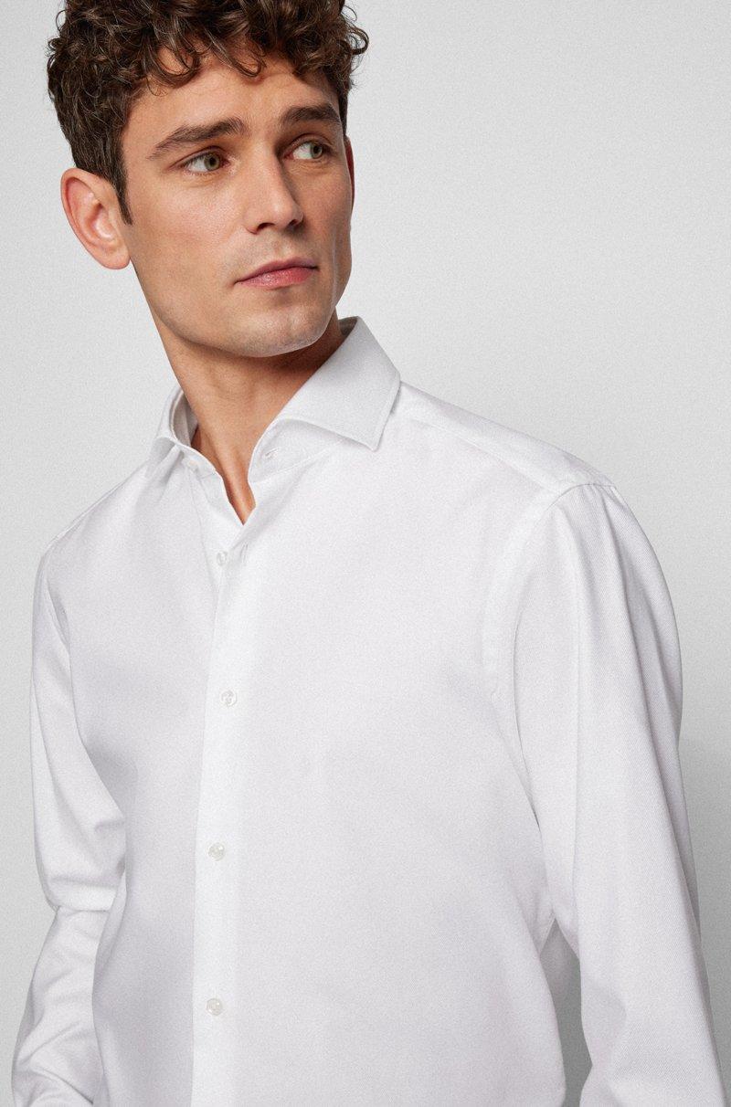 Hugo Boss Camisa Regular Fit En Sarga De Algodón Elástico De Planchado Fácil