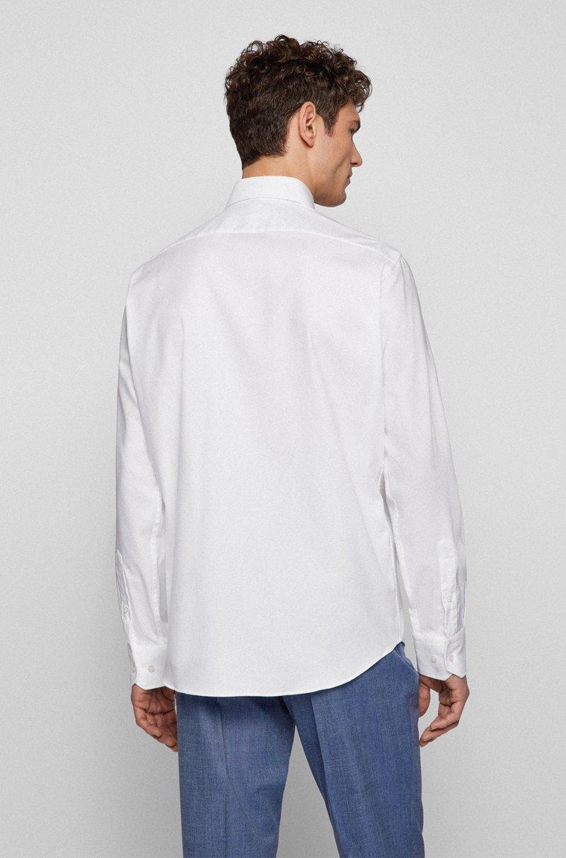 Hugo Boss Camisa Regular Fit En Sarga De Algodón Elástico De Planchado Fácil