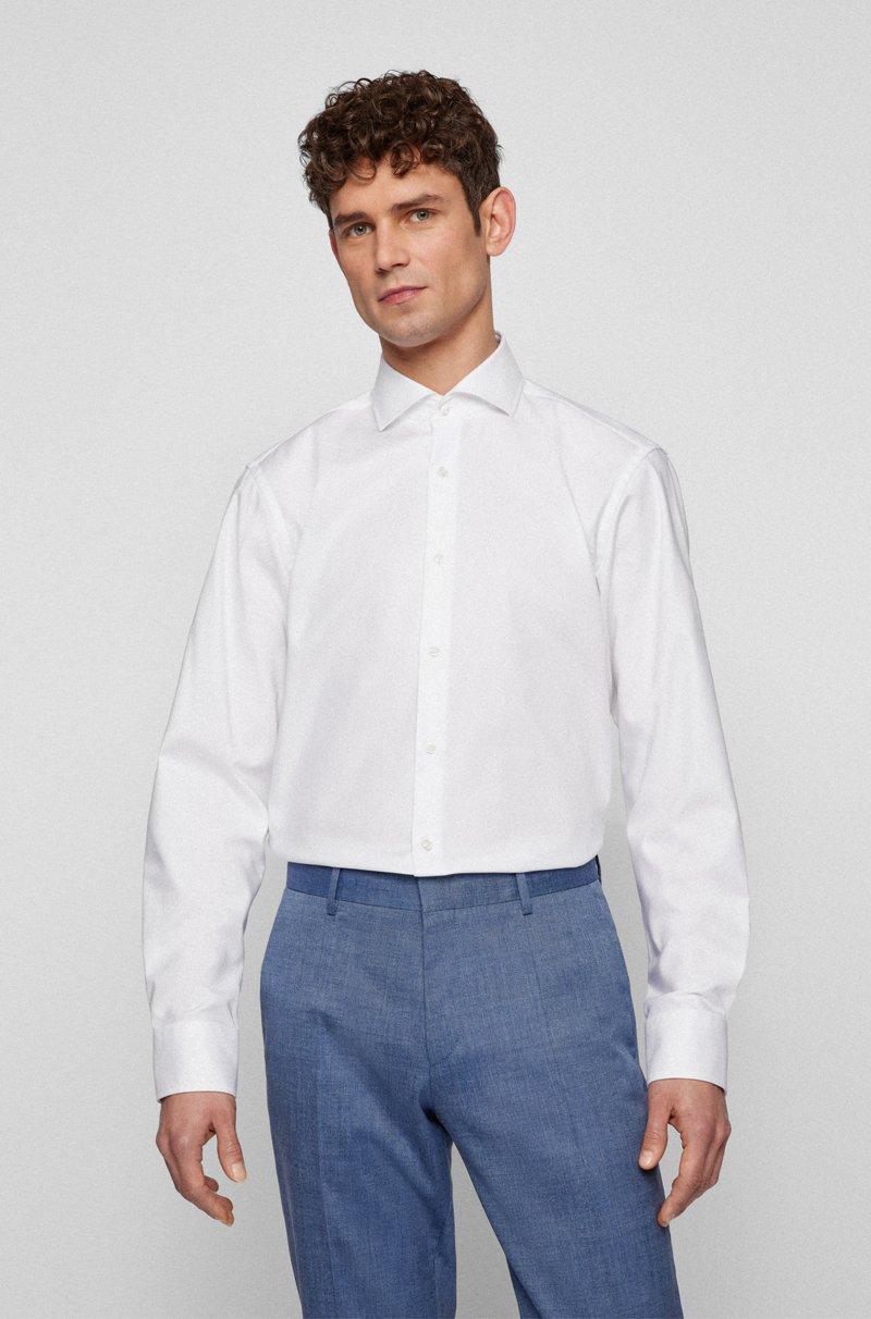 Hugo Boss Camisa regular fit en sarga de algodón elástico de planchado fácil