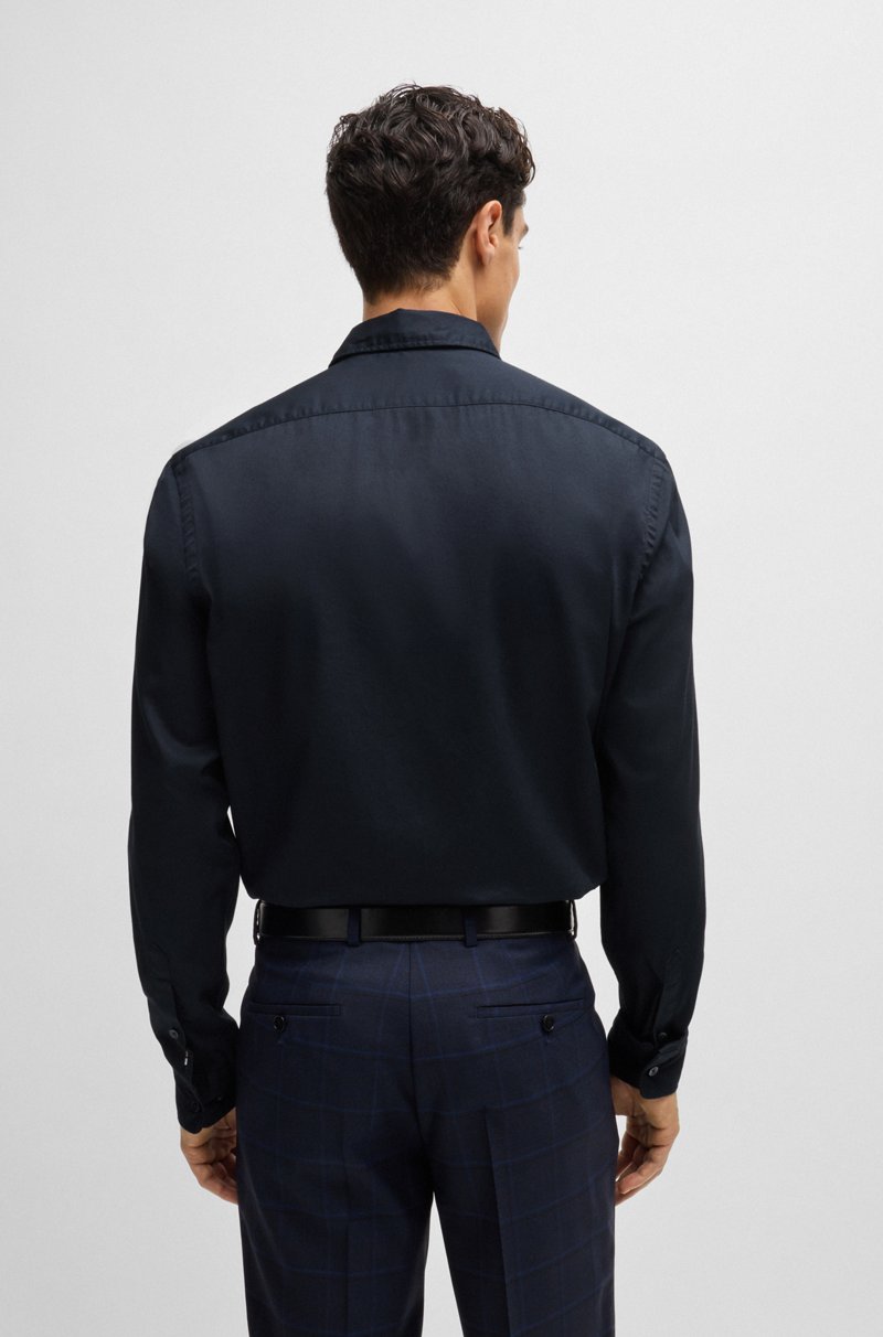 Hugo Boss Camisa Regular Fit En Sarga De Algodón Lavado
